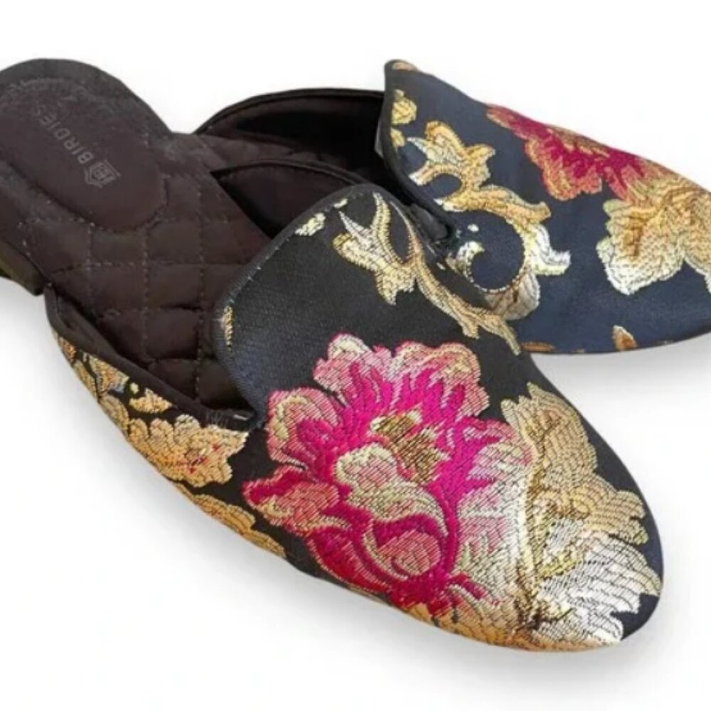 Birdies Phoebe Floral Jacquard Embroidered Slippers
